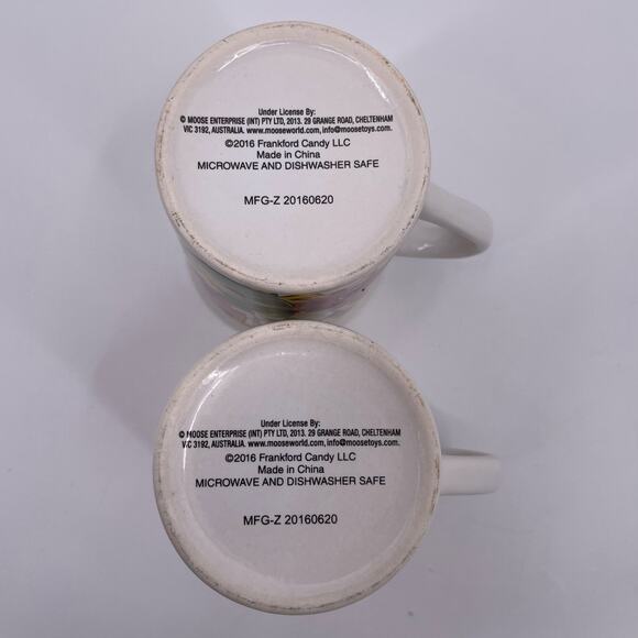 TWO Shopkins Coffee Mugs All Over Character Design Moose Frankford Toys 2016 - Picture 6 of 8